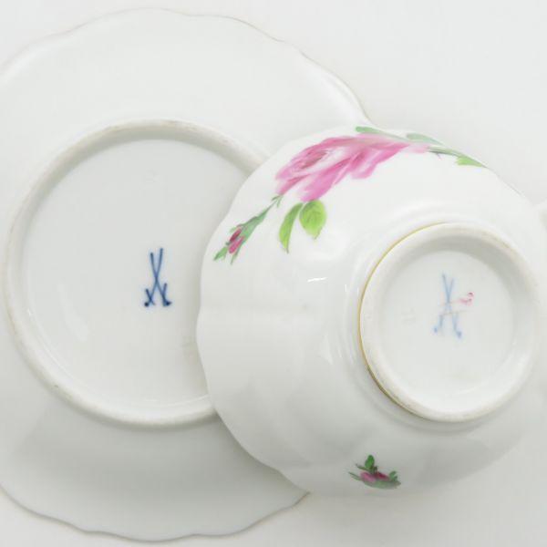 マイセン カップ&ソーサー□ピンクローズ ピンクのバラ ティーC&S 2客