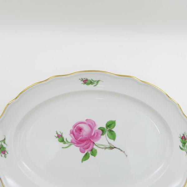 マイセン プレート■ピンクローズ ピンクのバラ オーバルプレート 30cm 大皿 洋食器 1枚 Meissenの画像