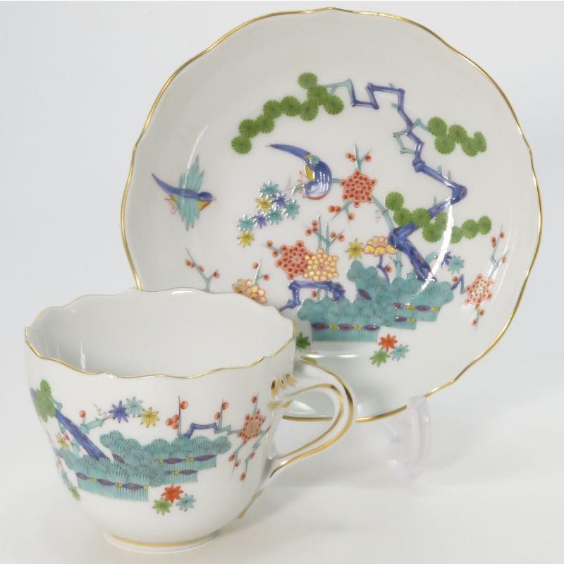 マイセン 優勝杯＆平円盤■シノワズリ 柿右衛門様式 松竹梅 デミタスC\u0026S Meissen 洋食器 1級品 1