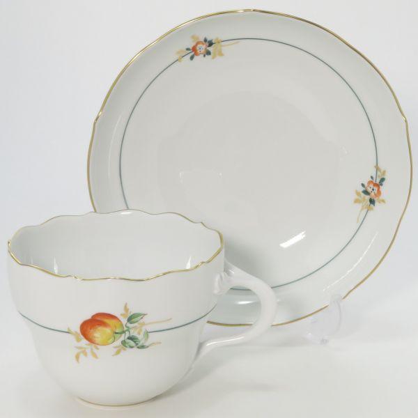 マイセン カップ\u0026ソーサー■フルーツ グリーンライン 果実 C\u0026S 6客セット Meissen 洋食器 1級品の画像