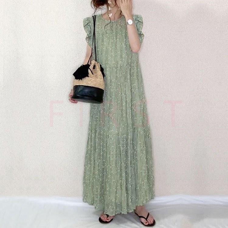 ワンピース レディース ワンピース キレイめ 膝丈ワンピース 夏 半袖 シフォンワンピ 花柄 ロング丈ワンピ オシャレ 通勤 着痩せ a Moulinshop 通販 Yahoo ショッピング