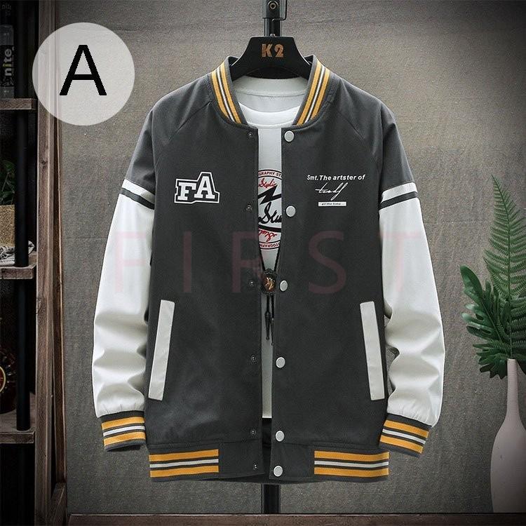 スタジャン メンズ ジャケット ブルゾン 野球服 ジャンパー 配色 アウター 薄手 春秋 春服 スポーツ メンズ ファッション カッコイイ