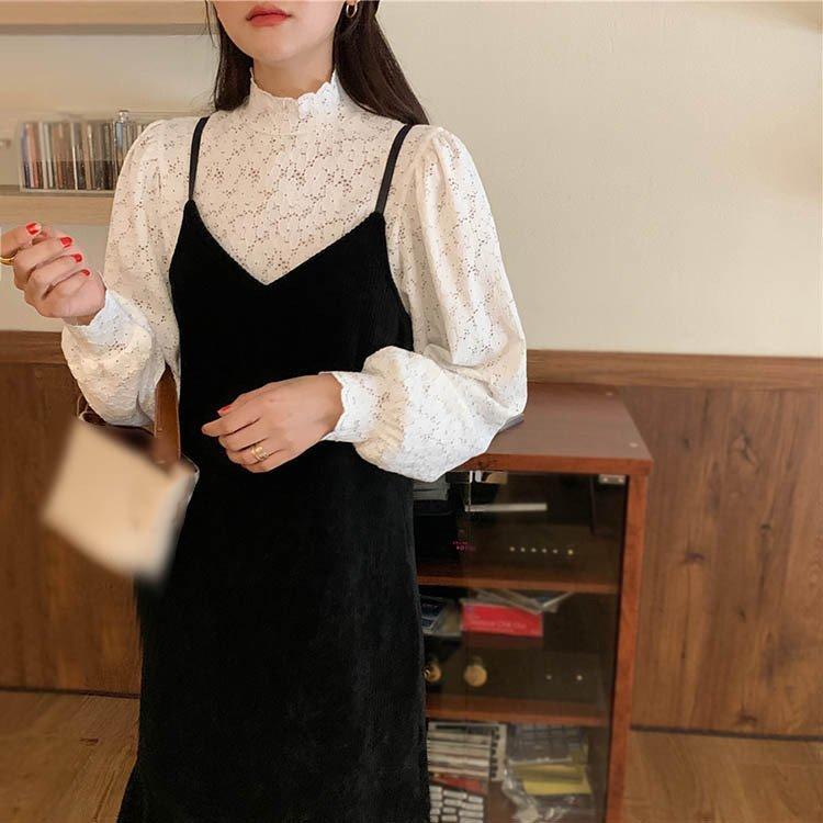 格安激安 セットアップ レディース 2点セット コーデ カジュアル トップス ブラウス 長袖 秋冬 タンクワンピース 韓国風 おしゃれ Aライン フォーマル 上品 着痩せ Simbcity Net