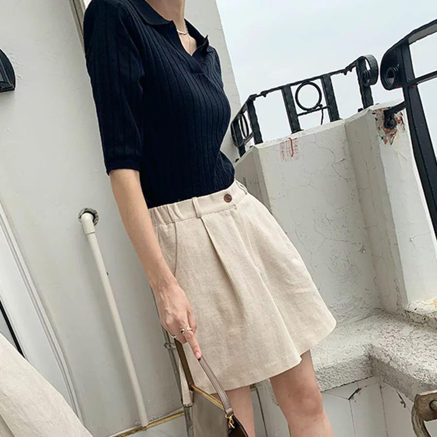 １着でも送料無料 半袖 トップス レディース ニット 10代 ラペルプルオーバー 夏 ファッション 40代 30代 代 五分 七分袖 Color ホワイト Www Madhuban Co Uk