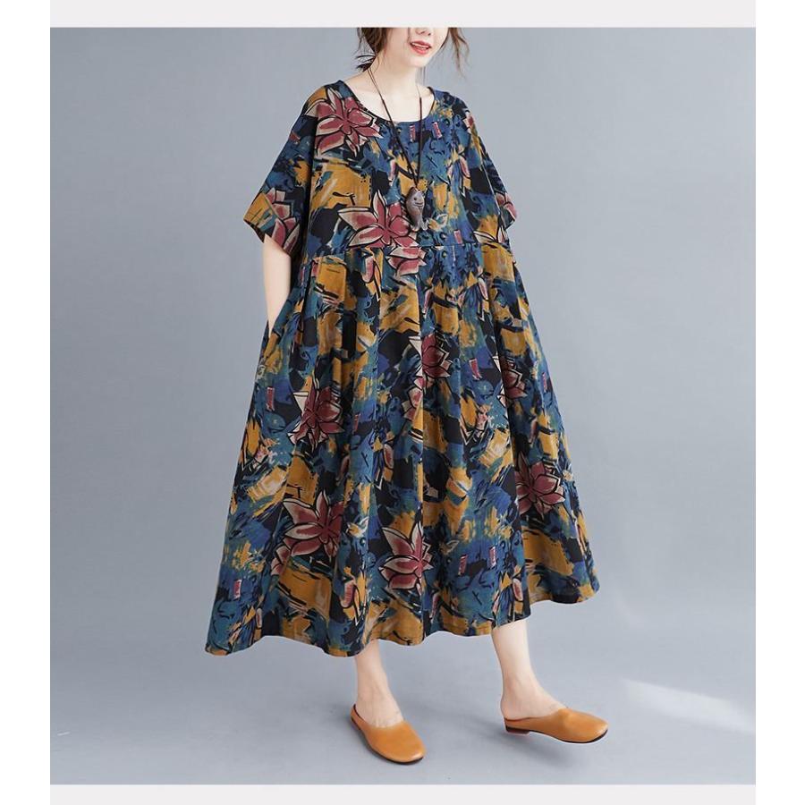 花柄 インド綿 コットンボイルワンピース Aラインワンピース ワンピース シャツワンピース マキシ丈 大きいサイズ レディース 半袖 体型カバー 着痩せ 上品 大人 2421mt Moulin直販 ヤフーショップ 通販 Yahoo ショッピング