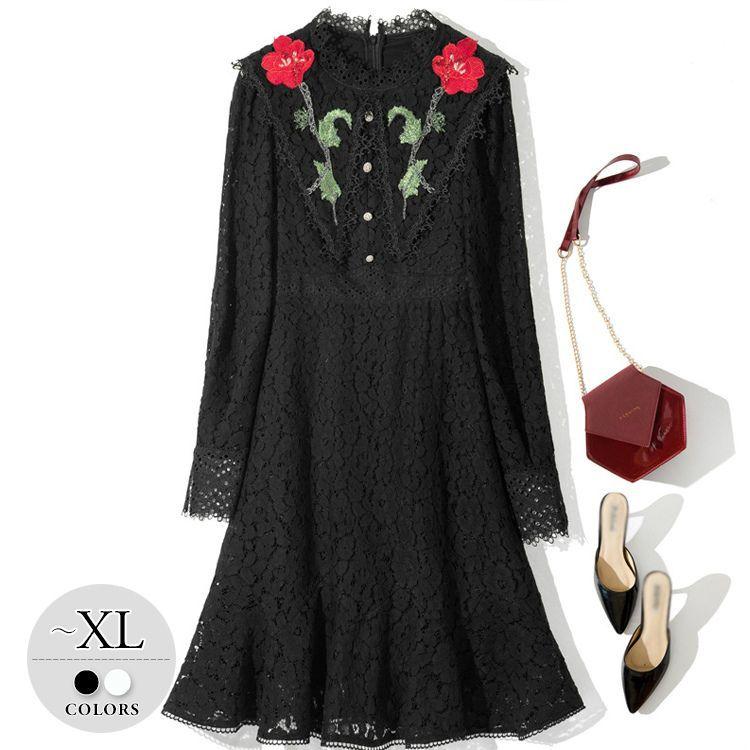 チャック ワンピース 清楚 グリーン ボタン 大人かわいい ホワイト ブラック お花 ガーリー レッド 上品 レース ベーシック 透け感 可愛い エレガント キュート Fimolux Com