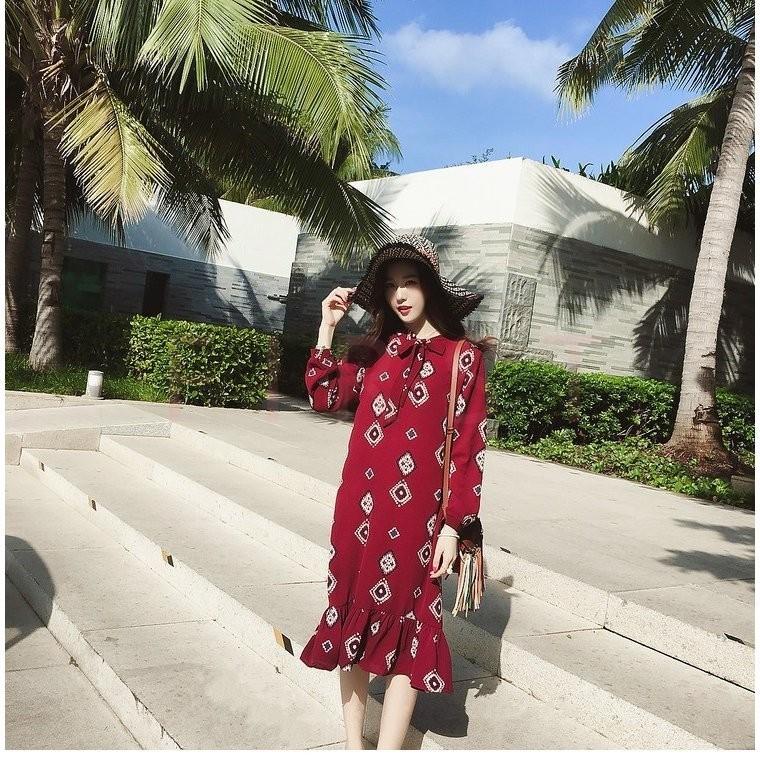 ワンピース レディース 40代 赤 ワンピース キレイめ 膝丈ワンピース 春夏 長袖ワンピース リオン シフォンワンピース オシャレ 上品 着痩せ 新作 Moulinshop 通販 Yahoo ショッピング