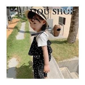 韓国子供服 ハーフ丈コットンオーバーオール 90cm 100cm くすみカラー キッズ サロペット ナチュラル 女の子 子供服 水玉柄 韓国 韓国こども服 最大48 Offクーポン サロペット