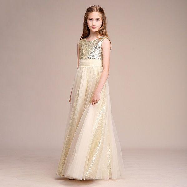 ピアノ発表会 ドレス 中学生 ワンピース ジュニアドレス 七五三 子供 ドレス ゴールド フラワーガール ロング キラキラ バイオリン スパンコール ピアノコンクー ドレス ベビー キッズ 子ども服