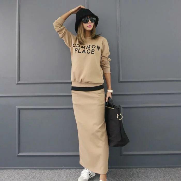 セットアップ レディース トップス スカート スポーティ リラックス 長袖 楽ちん カジュアル おしゃれ きれいめ ルームウェア かっこいい ロングスカート 韓国 お気に入り