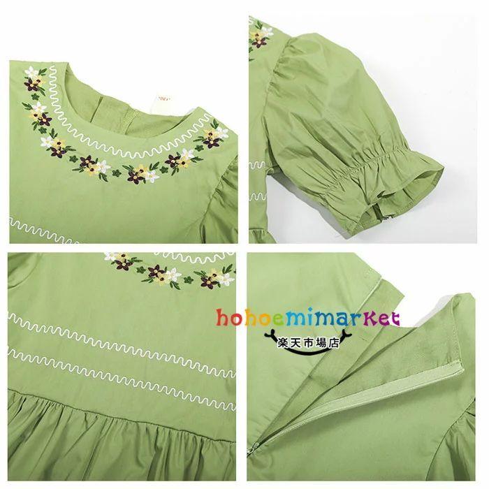 中古 韓国子供服 ワンピース 花 刺繍 ワンピ 半袖 夏着 女の子 緑 膝丈上 旅行 リゾート キッズ 撮影写真 パーティー 記念日 イベ Simbcity Net