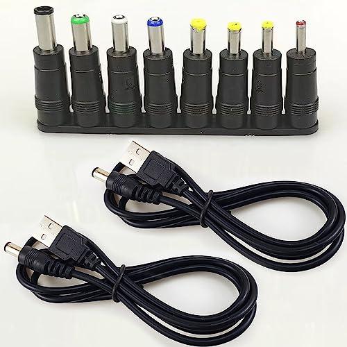 TJK USBケーブル セット 8 in 1*2 DC電源ケーブル USB-丸口 変換プラグ