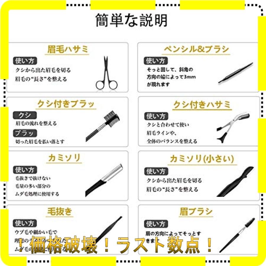 Alanmax 点 眉毛セット メンズ 眉はさみ 定番スタイル カミソリ 眉毛テンプレート 眉毛ピンセット アイブロウ ブラシamp コーム