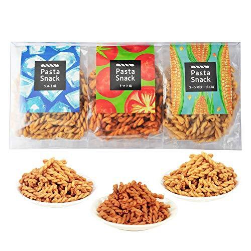 三州製菓 パスタスナック Pasta Snack カリカリ食感 お菓子 ギフト3袋入 コーンポタージュ トマト おつまみ 人気満点 ソルト