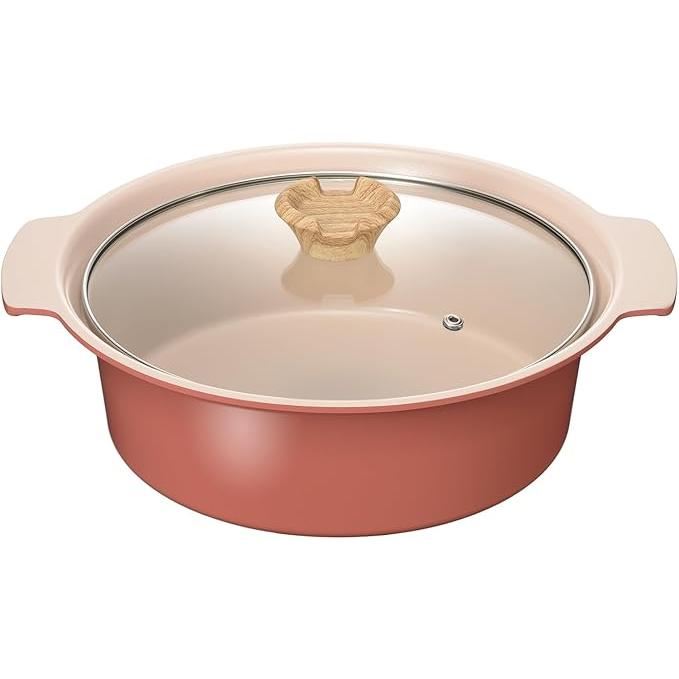 和平フレイズ 卓上鍋 24cm 4〜5人用 レッド IH対応 ガス セラミック加工 アルモンデ RB-3308 | 和平フレイズ