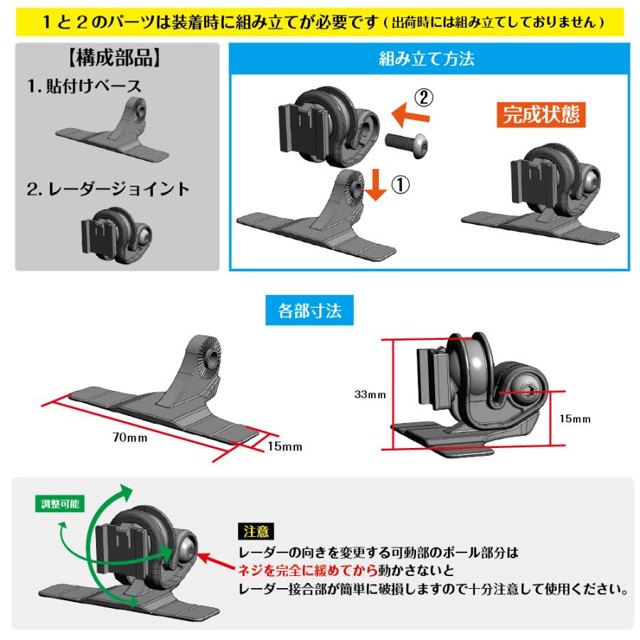 モバイクス]ブリッツTL243Rレーダー探知機用取付ステータイプ2【RD22