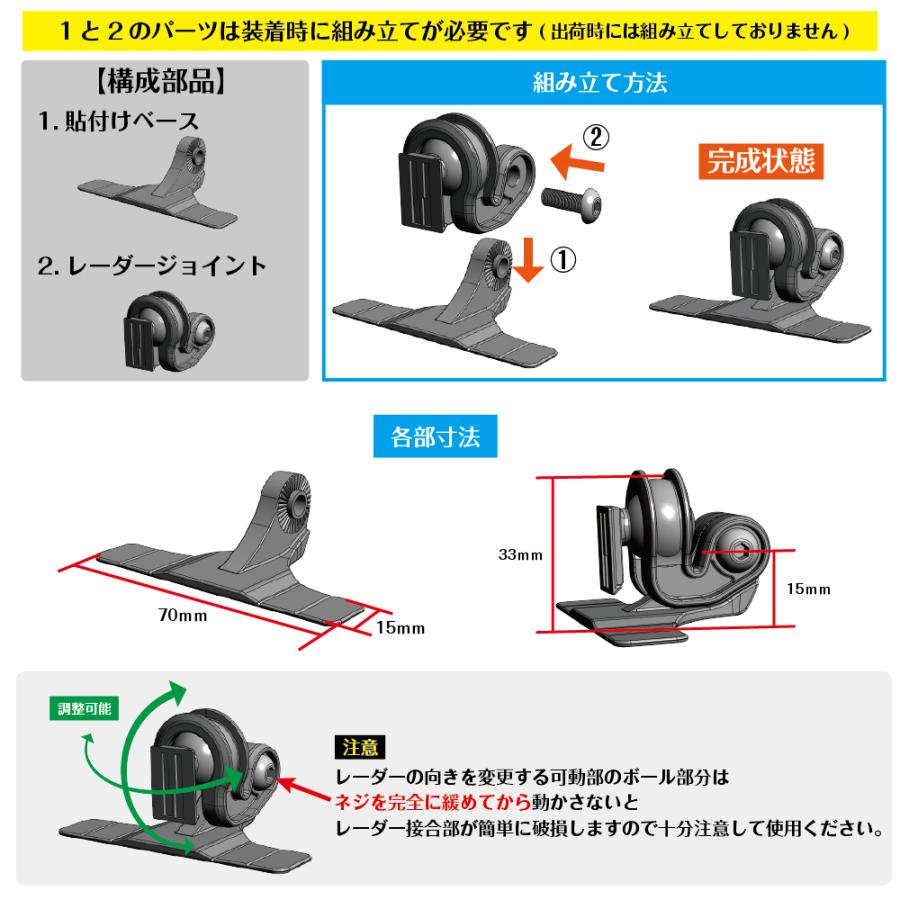 モバイクス]セルスターアシュラAR-3レーダー探知機用取付ステータイプ2