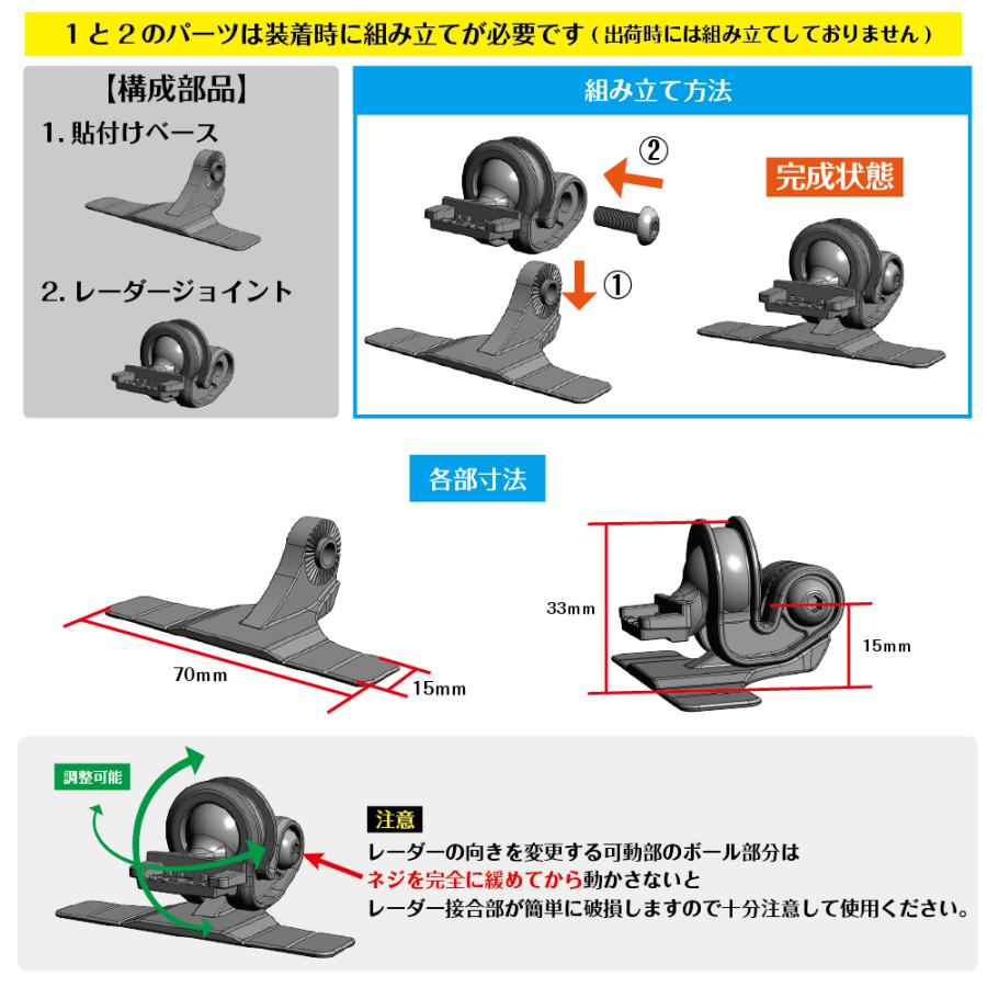 LS1100 レーダー探知機本体 (取付用消耗部品は新品） モバイクス]ユピテルLS1100レーダー探知機用取付ステータイプ2【RD22