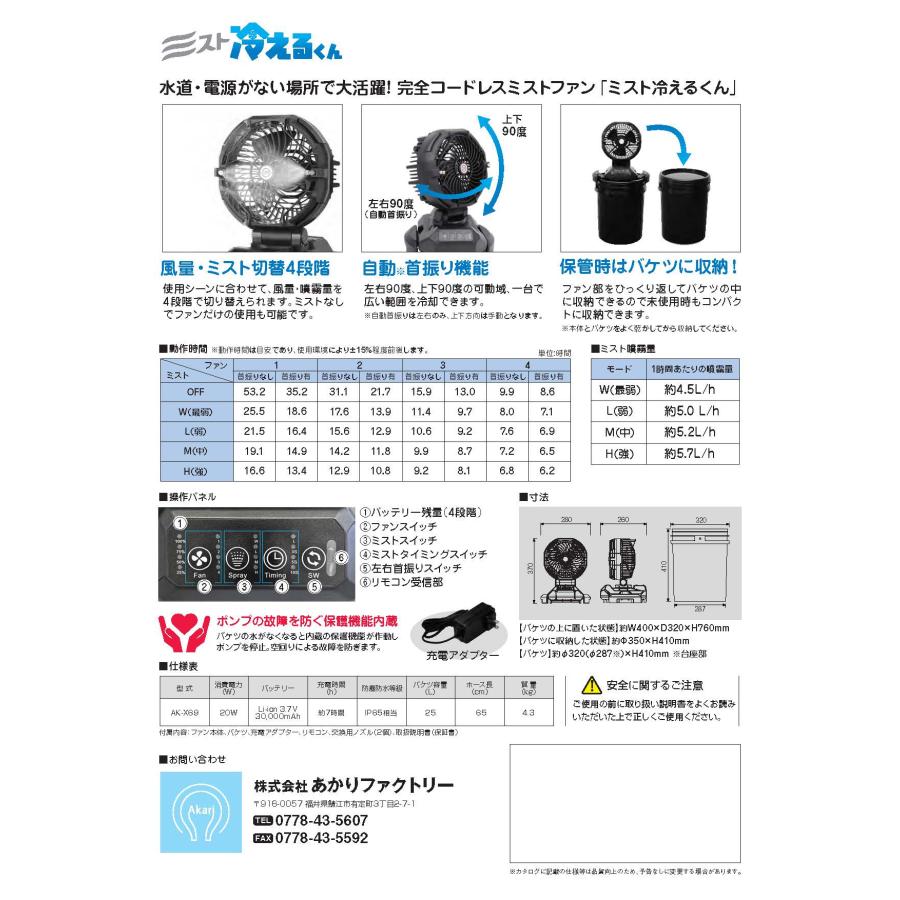 大型充電式ミストファン ミスト冷えるくん 屋外仕様 防塵防水IP65