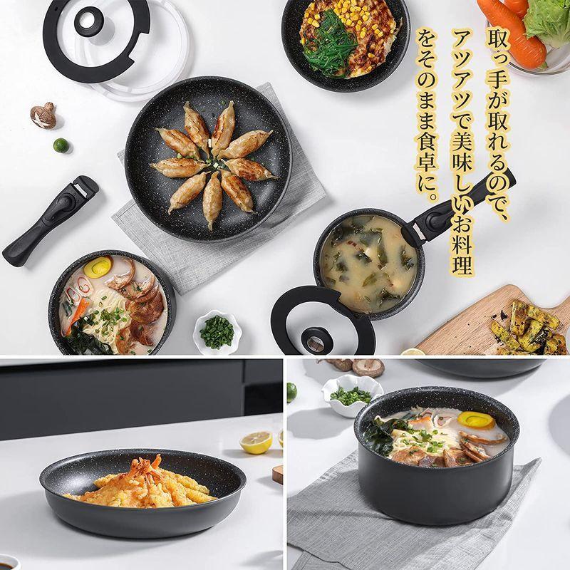 春夏新作モデル Ih対応 鍋セット10点 フライパンセット ガス適用 焦げ付かないコー ガラス蓋付き 26cm 22cm 18cm 16cm 取っ手の取れる 鍋 フライパンセット Preprod Lecoq Fils Com