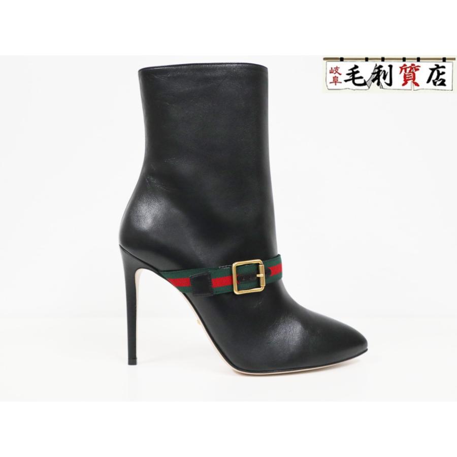グッチ GUCCI ショートブーツ ブラック レザー 39 26cm ブラック 