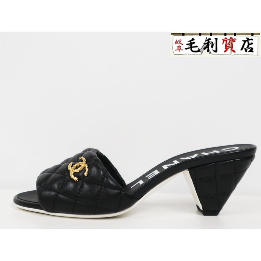 CHANEL シャネル マトラッセ ラムスキン サンダル G38820 ヒール 未  