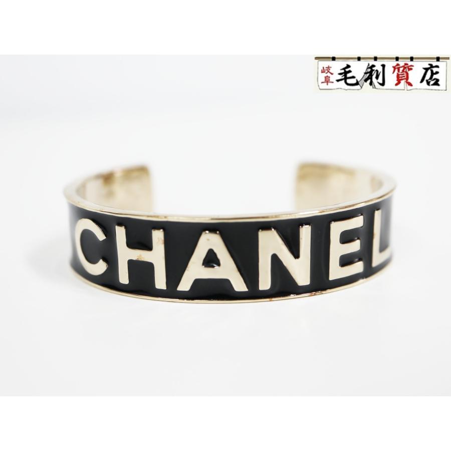 CHANEL シャネル B22S バングル ブレスレット ブラック ゴールド金具  