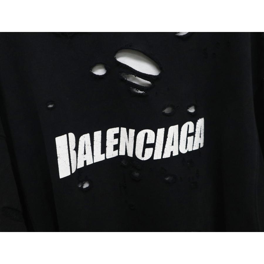 バレンシアガ BALENCIAGA 21SS Caps Destroyed Hoodie フーディ ブラック ダメージ加工 659403 TKVB6 【中古】パーカー｜mourimouri78｜03