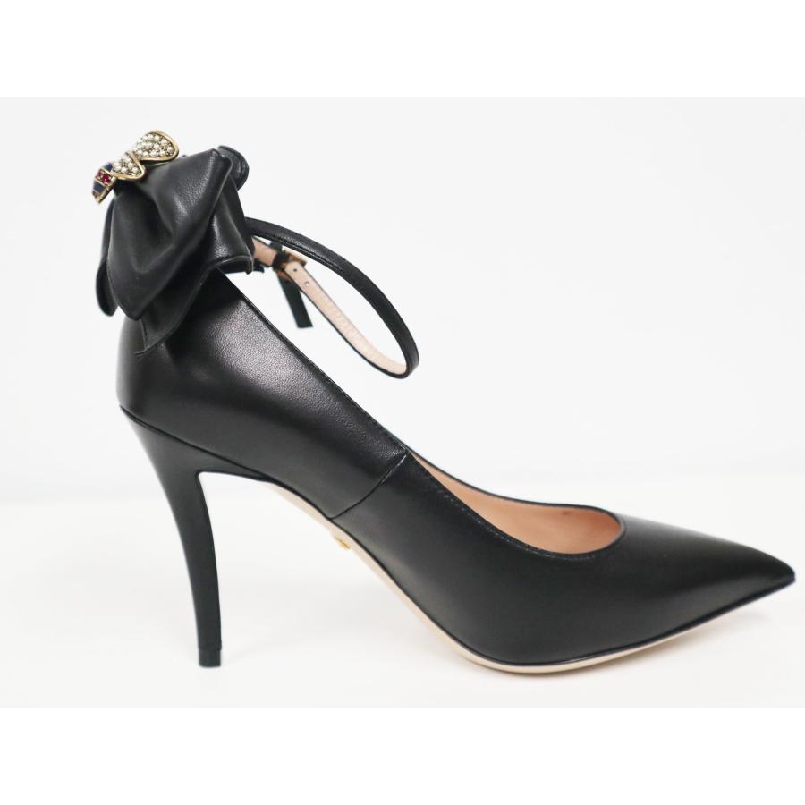 GUCCI グッチ 蜂バックリボン パンプス ビー モチーフ ブラック 496590 