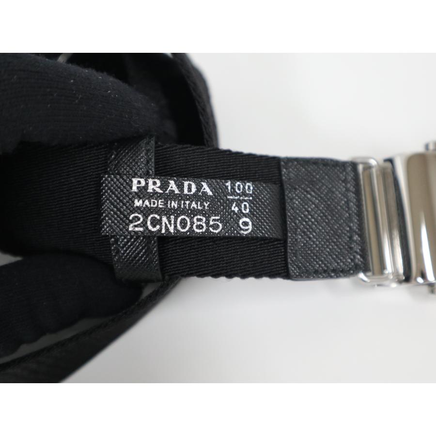 セール期間限定 プラダ PRADA ベルト 2CN085 2DKF メンズ ロゴ ジャガード トライアングルロゴ ナイロン サイズ100 極上美品 小物