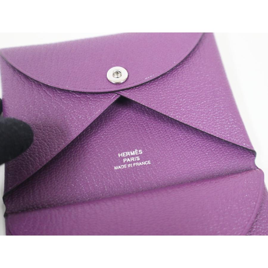 HERMES エルメス カルヴィ デュオ バイオレット シェーブル U刻印 未  
