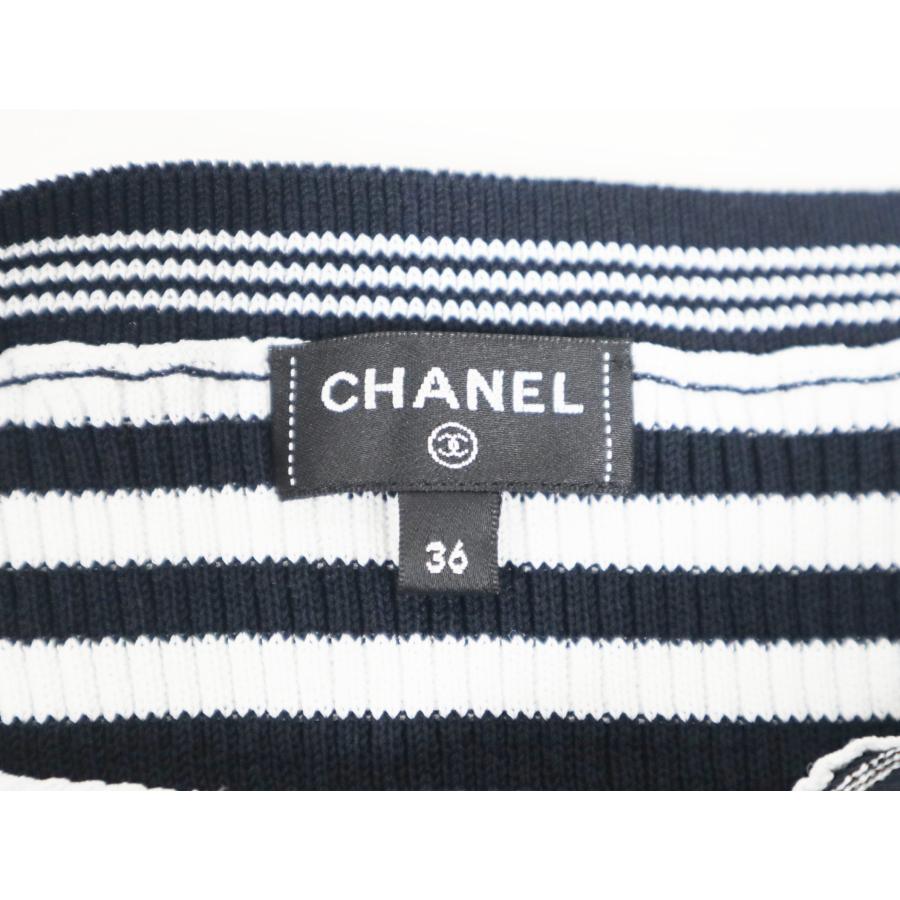 CHANEL バックココマークボタン ウエストシェイプ ニットワンピース 36