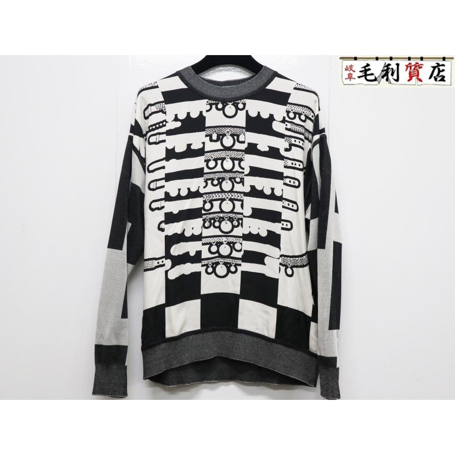 美品 2022AW エルメス HERMES Le Tresorde Medor Rayure Twilen sweater ツイルレーヌニット 34//モノトーン イタリア製【2400014044270】 HERMES - 美品 2022AW エルメス HERMES Le Tresorde Medor Rayure
