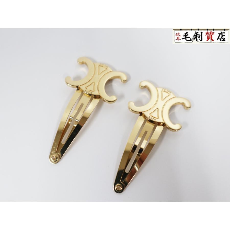 セリーヌCELINE トリオンフ スナップ ヘアクリップ 2つセット” ゴールド 新品 CELINE セリーヌ トリオンフ スナップ ヘアクリップ 2つ