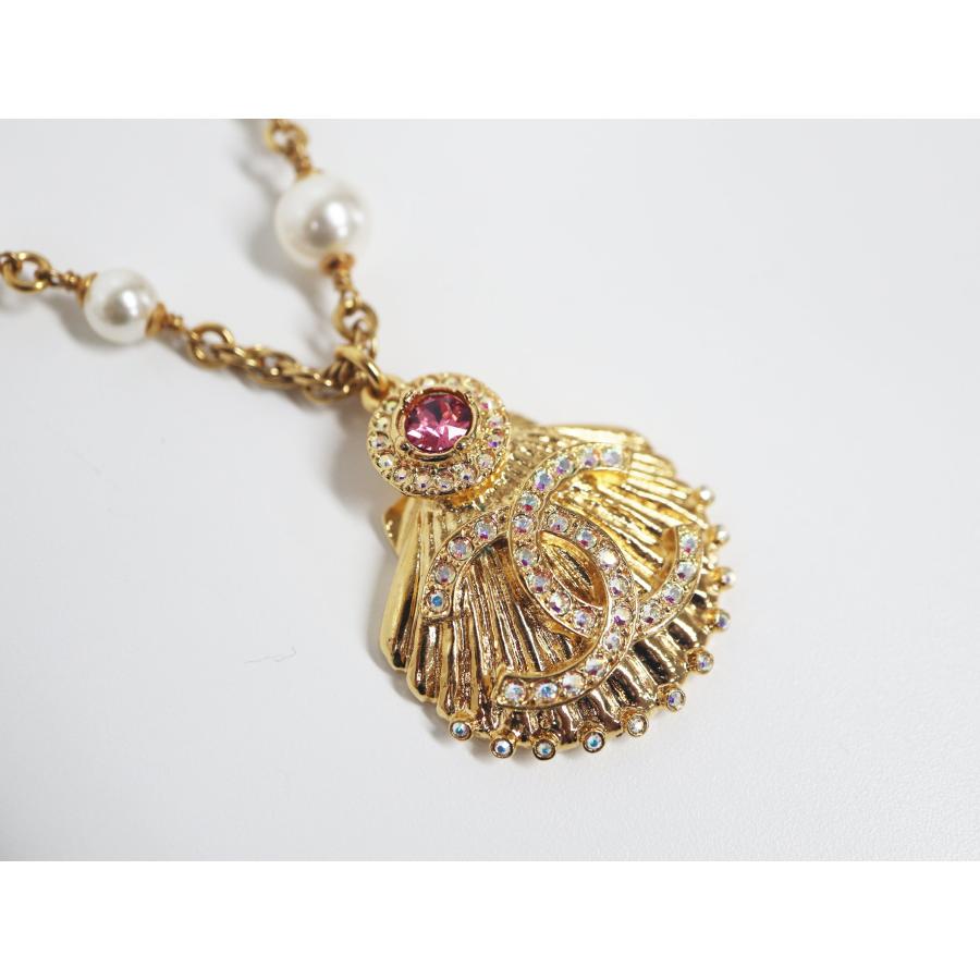 シャネル CHANEL ココマーク ネックレス パール ラインストーン ゴールド A23C アクセサリー 【中古】 ジュエリーの画像