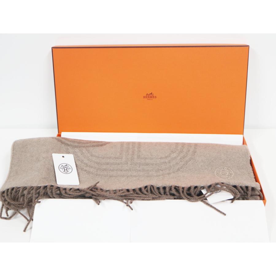 エルメス HERMES カシミア 100% マフラー ブラウン 未使用品 24 エルメス HERMES カシミア 100% マフラー ブラウン 未使用品 24