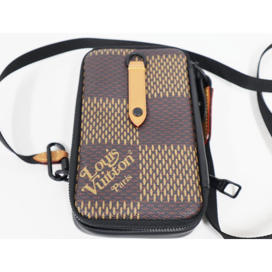 ルイ・ヴィトン LOUIS VUITTON ダブル・フォンポーチ NIGO N40377 ダミエ・ジャイアント ユニセックス ショルダーバッグ ルイ ヴィトン ダミエジャイアント ダブルフォンポーチ ブラウン