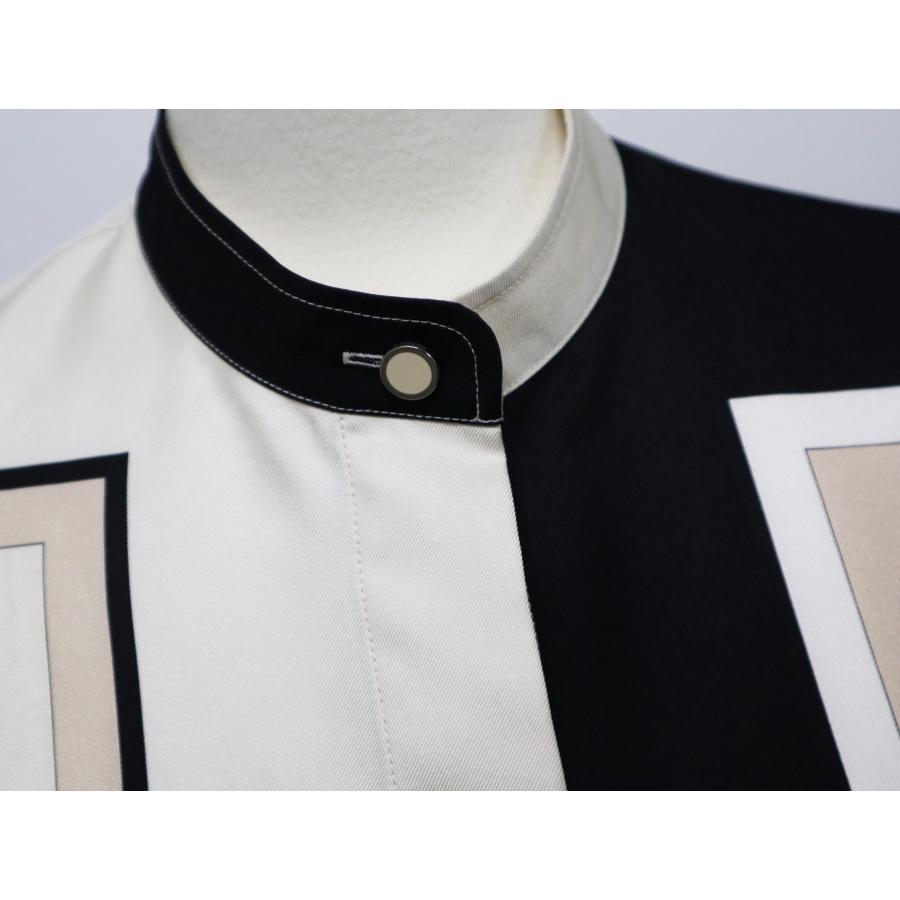 HERMES エルメス エクスリブリス シルク シャツ メタルリング 3E0607D7  