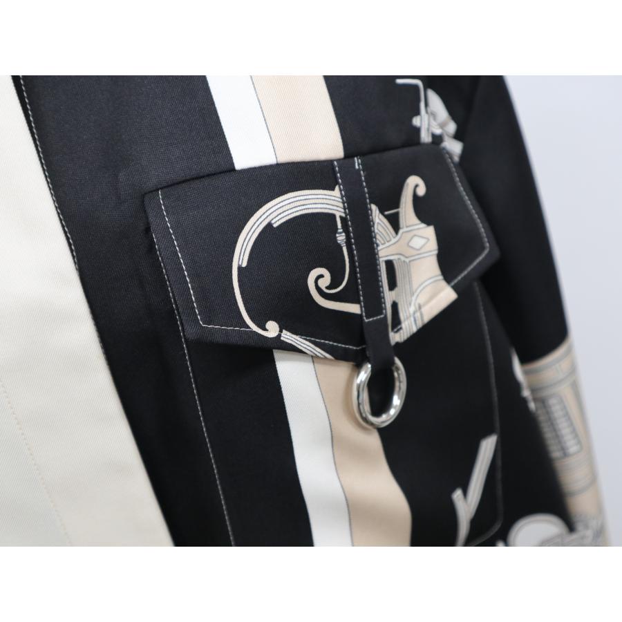 HERMES エルメス エクスリブリス シルク シャツ メタルリング 3E0607D7  
