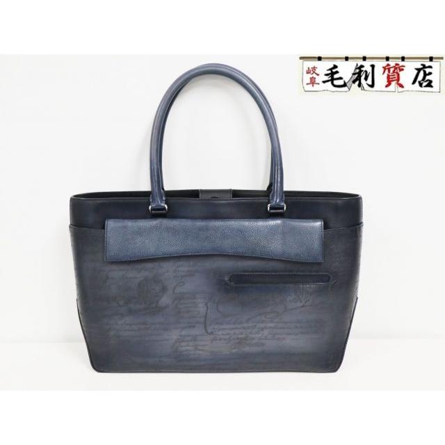 ベルルッティ BERLUTI トゥジュール ポケット トートバッグ ヴェネチア カーフレザー ブルー 美品  バッグ Berluti（ベルルッティ） トゥジュール ポケット トートバッグ