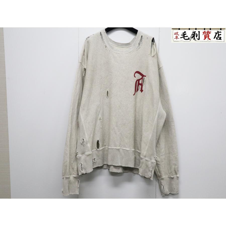 ANCELLM アンセルム CRASH SWEAT SHIRT ANC-CT43 グレー スウェット  