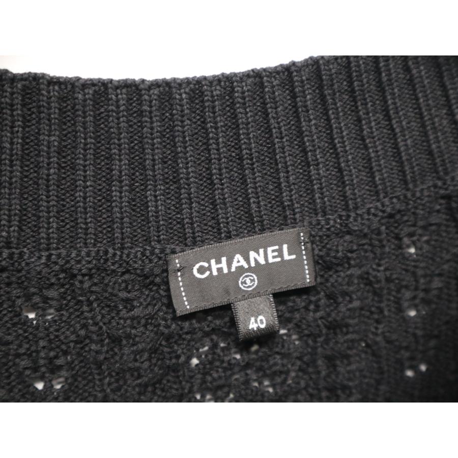 CHANEL シャネル ココビーチコレクション P76924 カギ編み ニット ブラック サイズ40 美品 プルオーバー CHANEL（シャネル） ココビーチコレクション P76924 カギ編み ニット