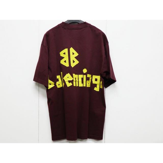 BALENCIAGA（バレンシアガ） 23SS ユーズド加工 テープロゴ 半袖T 