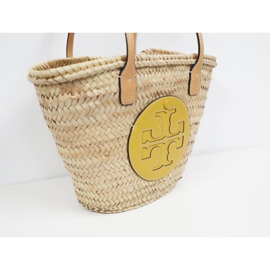 トリーバーチ TORY BURCH エラストロー バスケットトート ラフィア かごバッグ イエロー ポーチ付きバッグ Ella トリーバーチ TORY BURCH エラストロー バスケットトート