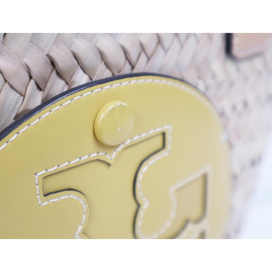 トリーバーチ TORY BURCH エラストロー バスケットトート ラフィア かごバッグ イエロー ポーチ付きバッグ Ella トリーバーチ TORY BURCH エラストロー バスケットトート