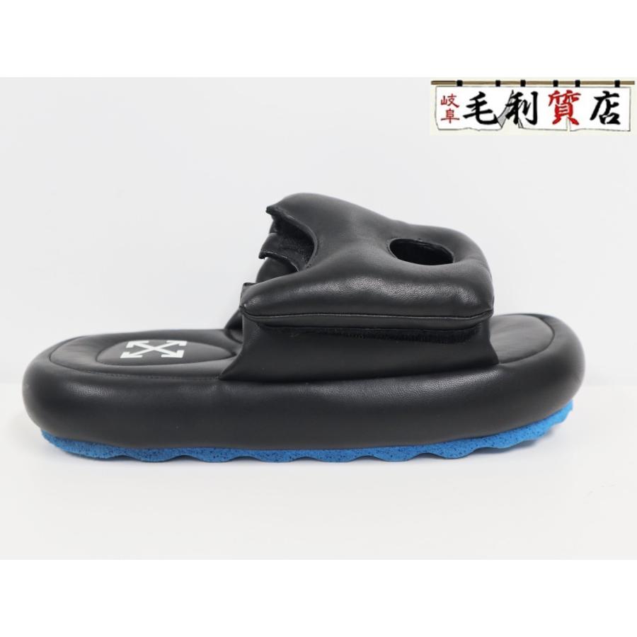 OFF WHITE オフホワイト Meteor パデッド サンダル ブラック ブルー レザー サイズ42 靴 サンダル off white（オフホワイト） Meteor パデッド サンダル ブラック ブルー