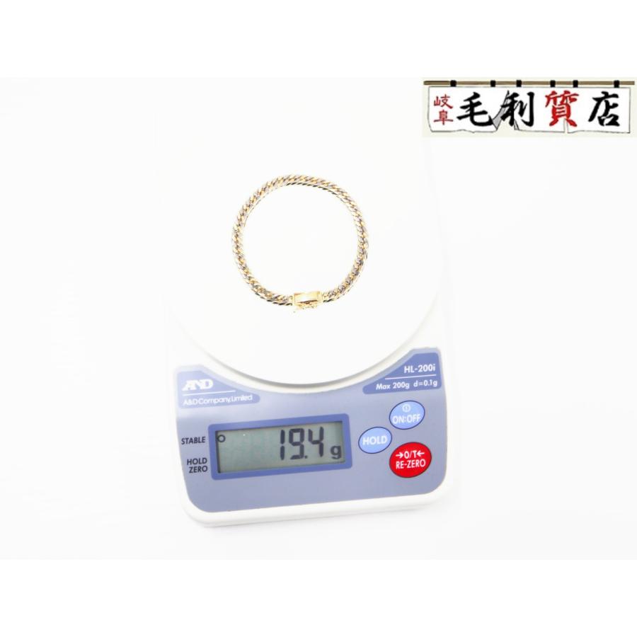 コンビ K18 PT850 キヘイ 喜平 ブレスレット 6面ダブル 19.4g 6