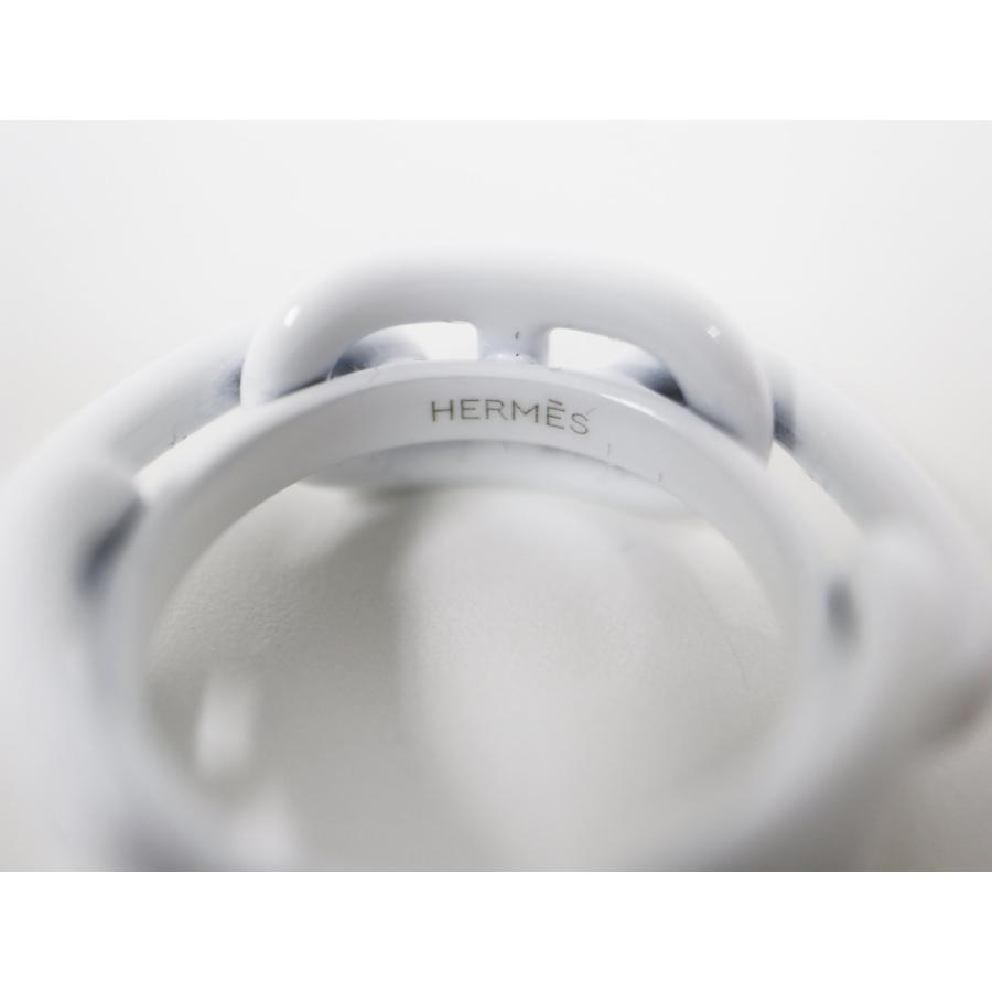 HERMES（エルメス） シェーヌダンクル スカーフリング ホワイト メタル