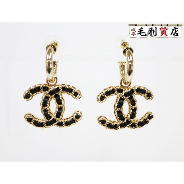 CHANEL シャネル ココマーク レザー ゴールド GP B24K ピアス