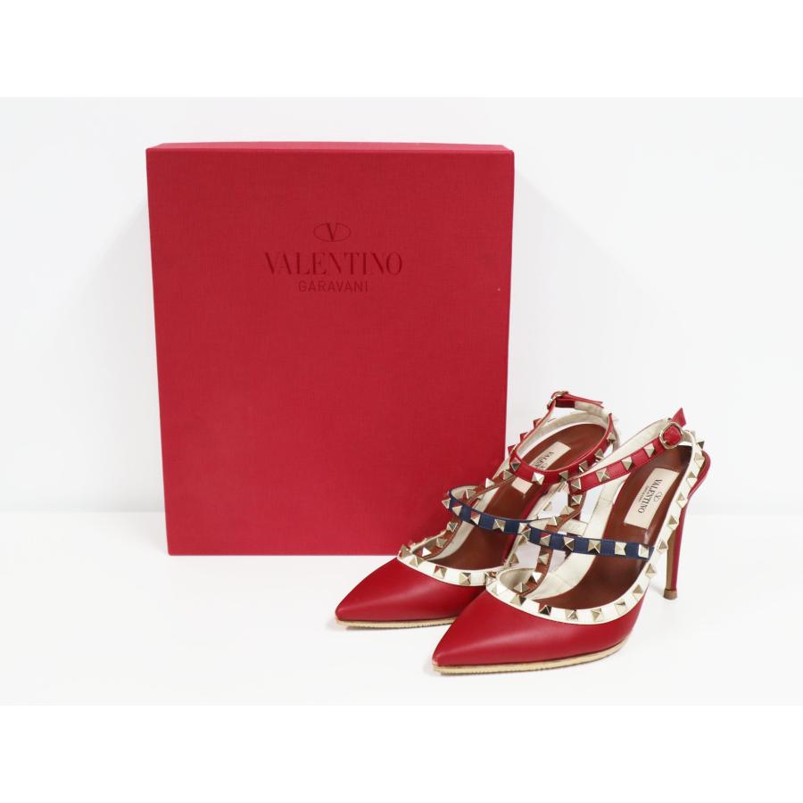 美品　ヴァレンティノガラヴァーニ　ロック　スタッズ　パンプス　37.5 VALENTINO ヴァレンティノ ロック スタッズ パンプス ヒール 37.5